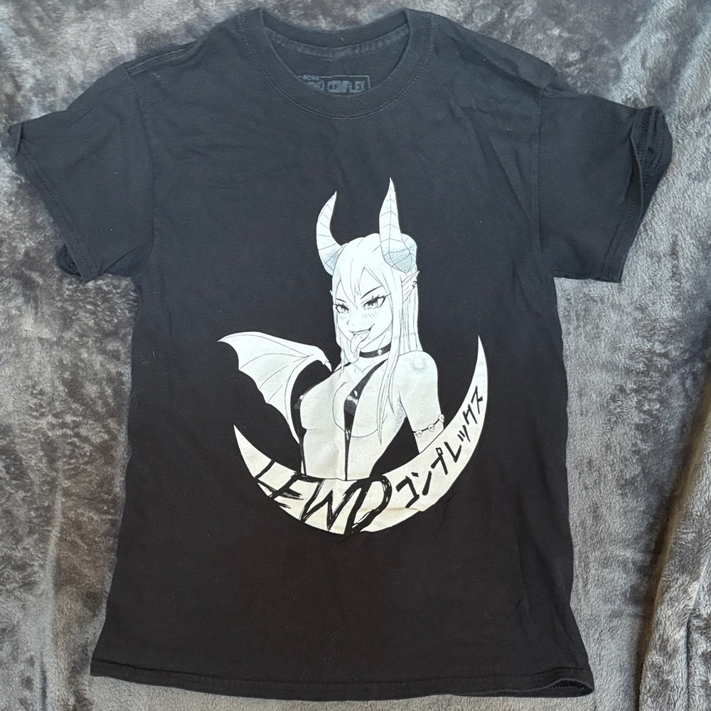 Black Graphic Tee with Anime Design